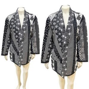 Lucy In The Sky Billie Gunderson Quilted Jacket Black White Small